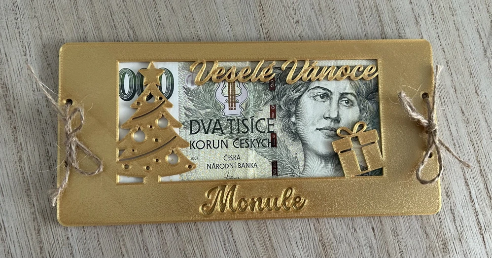 Obálka na peníze/los - Veselé Vánoce + vlastní text