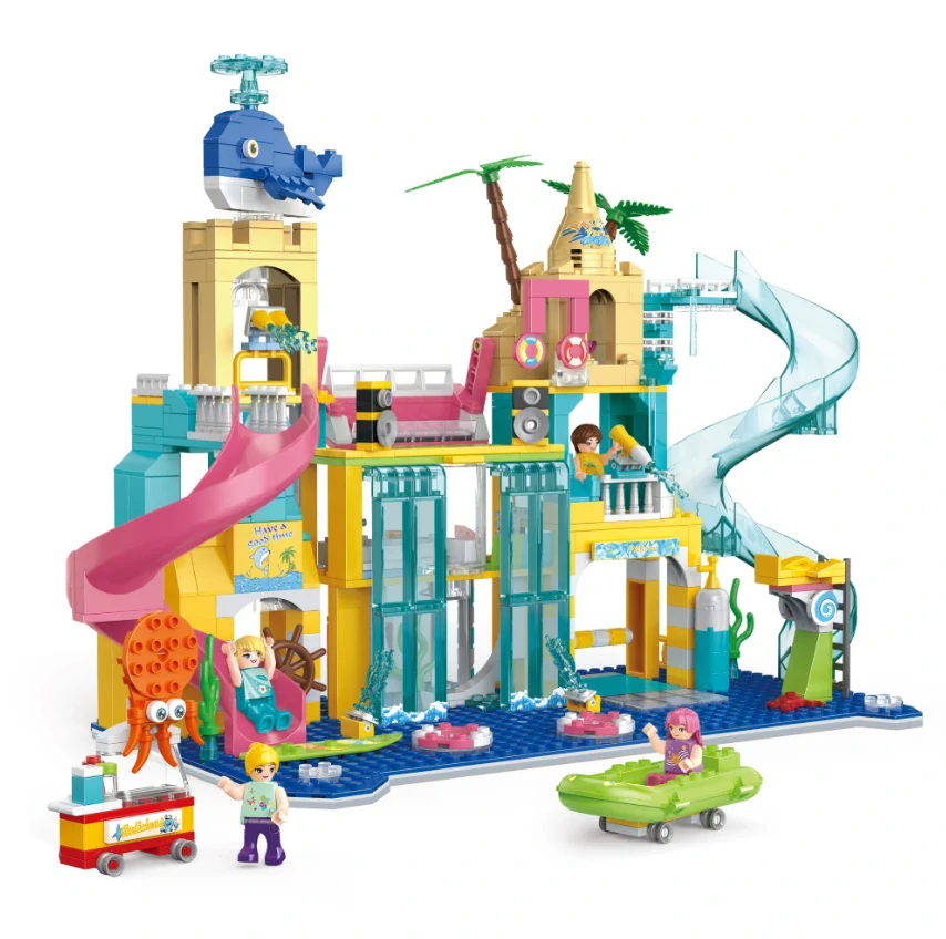 COGO stavebnice Aquapark 715 dílků – kompatibilní s LEGO® + stojánek na minifigurky ZDARMA