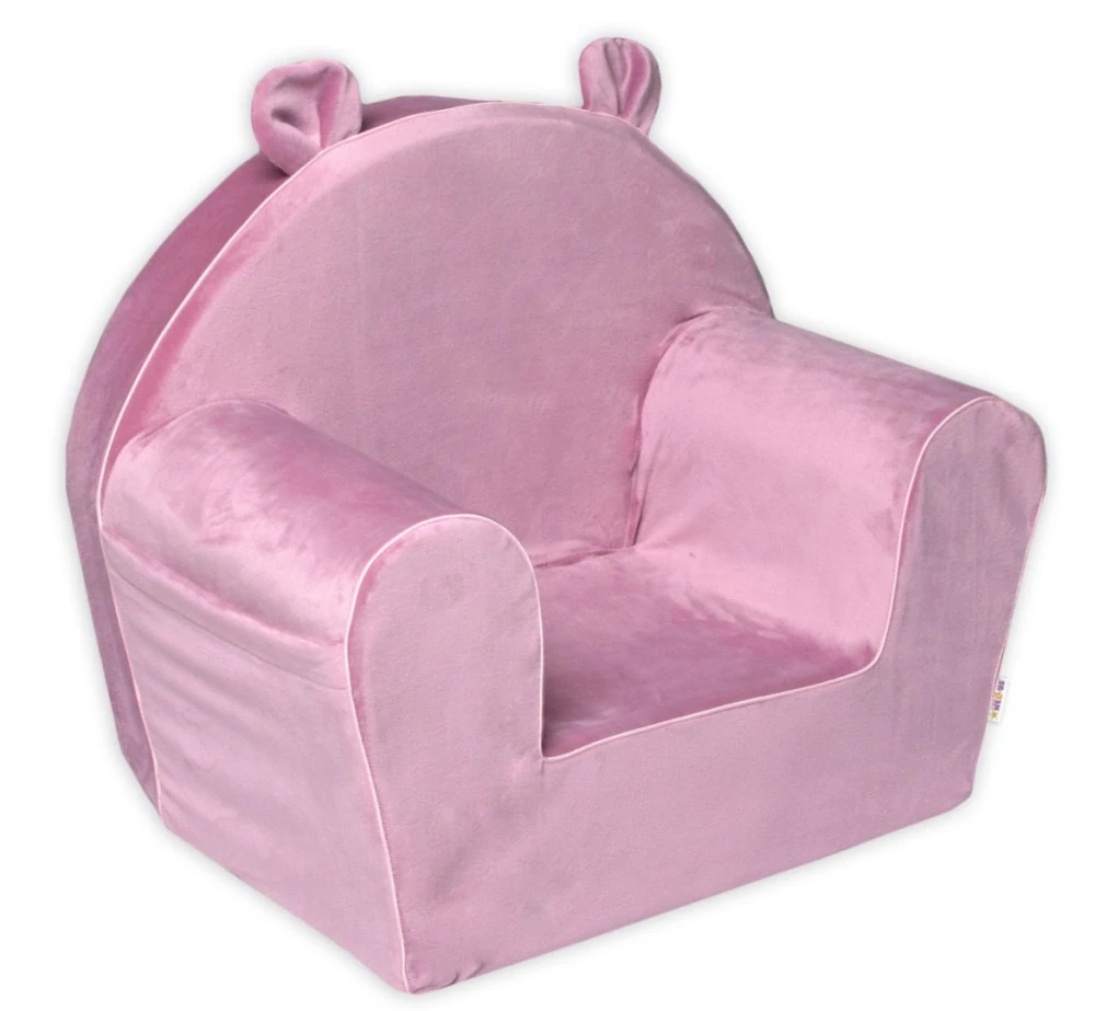 Dětské křesílko Teddy Velvet s boční kapsou Baby Nellys, růžové