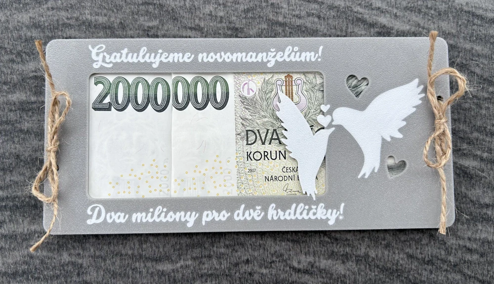 Obálka na peníze/los – hrdličky + jména (pouze varianta s vlastním textem)