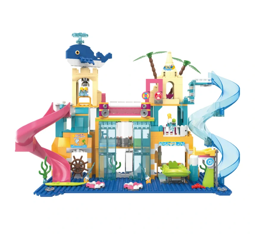COGO stavebnice Aquapark 715 dílků – kompatibilní s LEGO® + stojánek na minifigurky ZDARMA