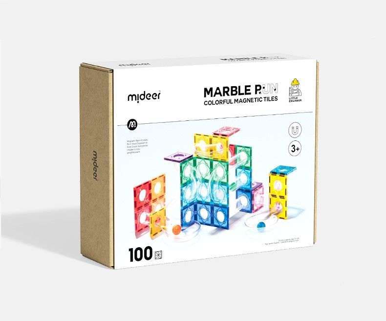 Barevná magnetická stavebnice a kuličkodráha - 100 ks