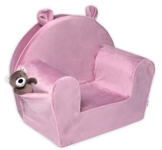 Dětské křesílko Teddy Velvet s boční kapsou Baby Nellys, růžové
